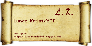 Luncz Kristóf névjegykártya